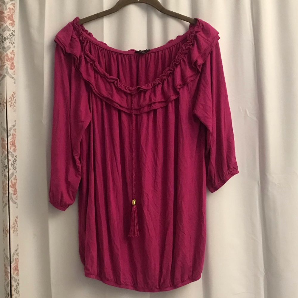 3/$25 IMAN Large Fuchsia Top Tassels 3/4 Sleeve